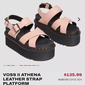 Dr. Martens Pink/Salmon Leather Platform Sandals